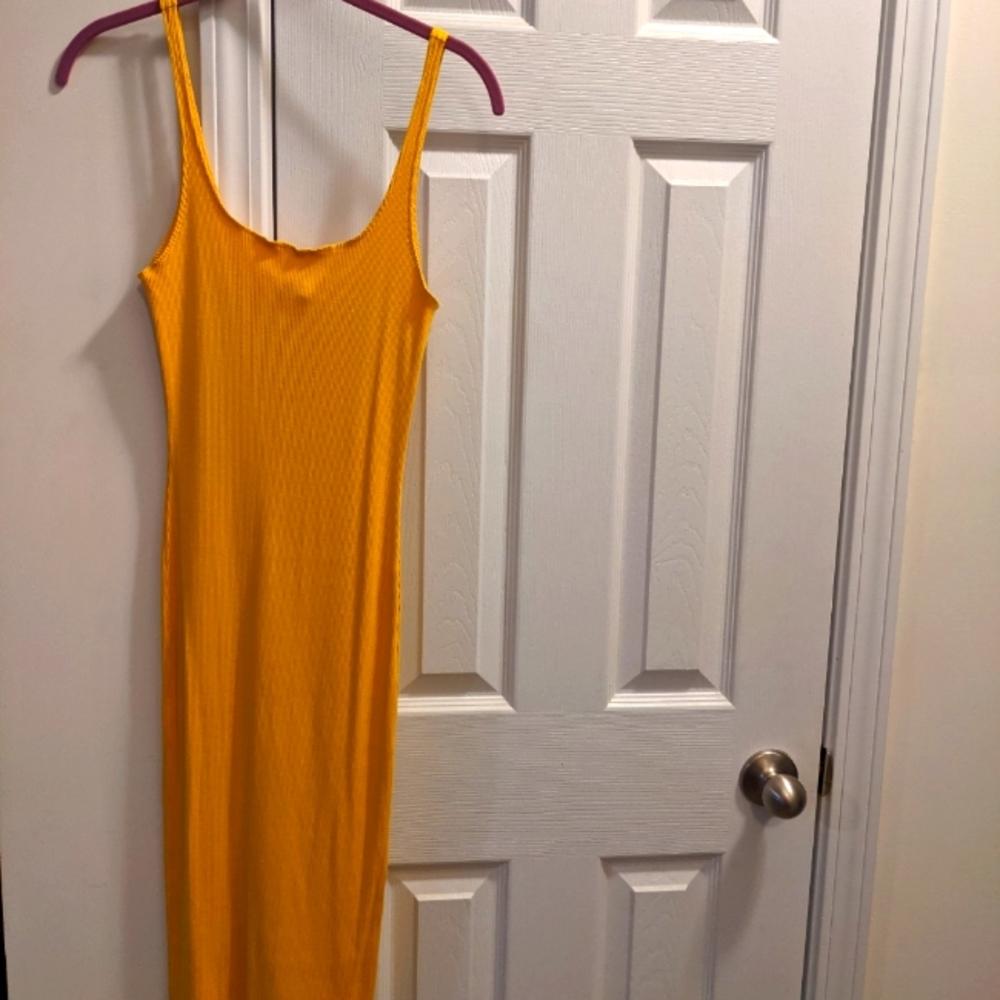 Yellow Ribbed Tank Dress from Venus